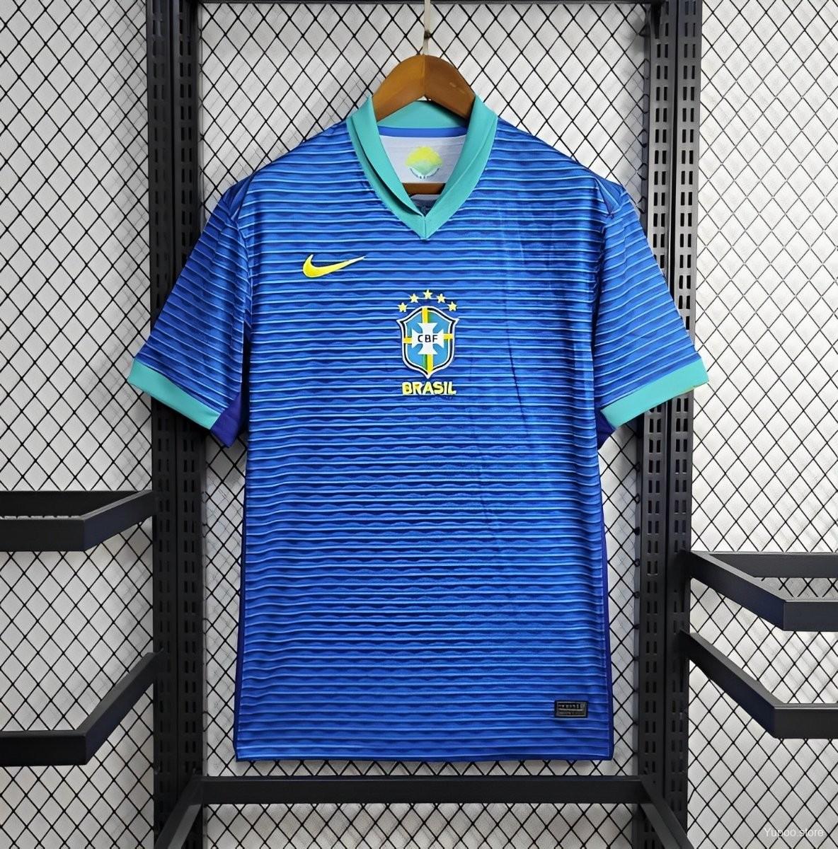 Camiseta de fútbol Brasil 2024 VISITANTE MANGA CORTA VERSION FAN